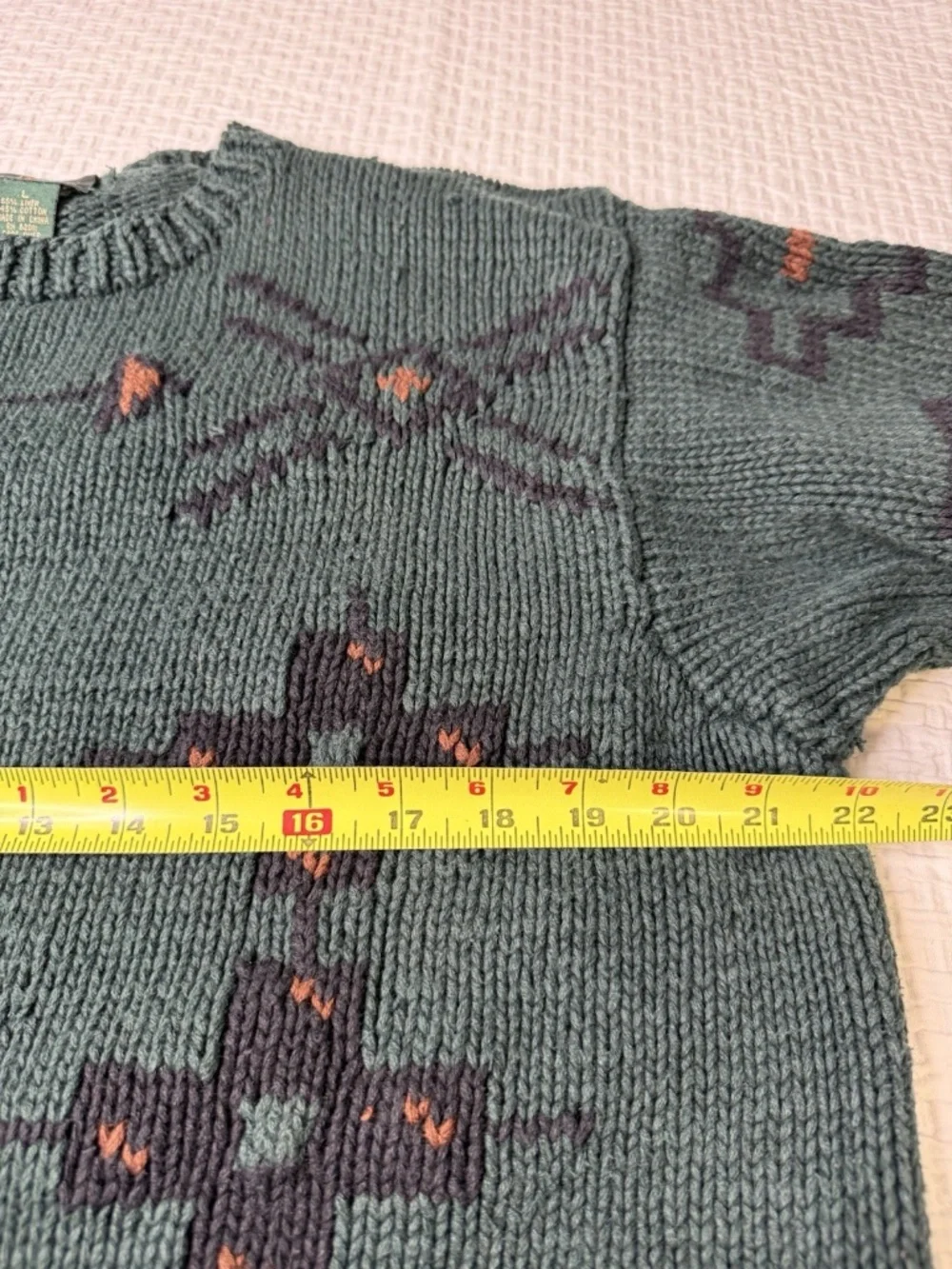 VTG J Crew Oarsman Sweater Sz L Linen Cotton Heavy Knit Fisherman Southwestern